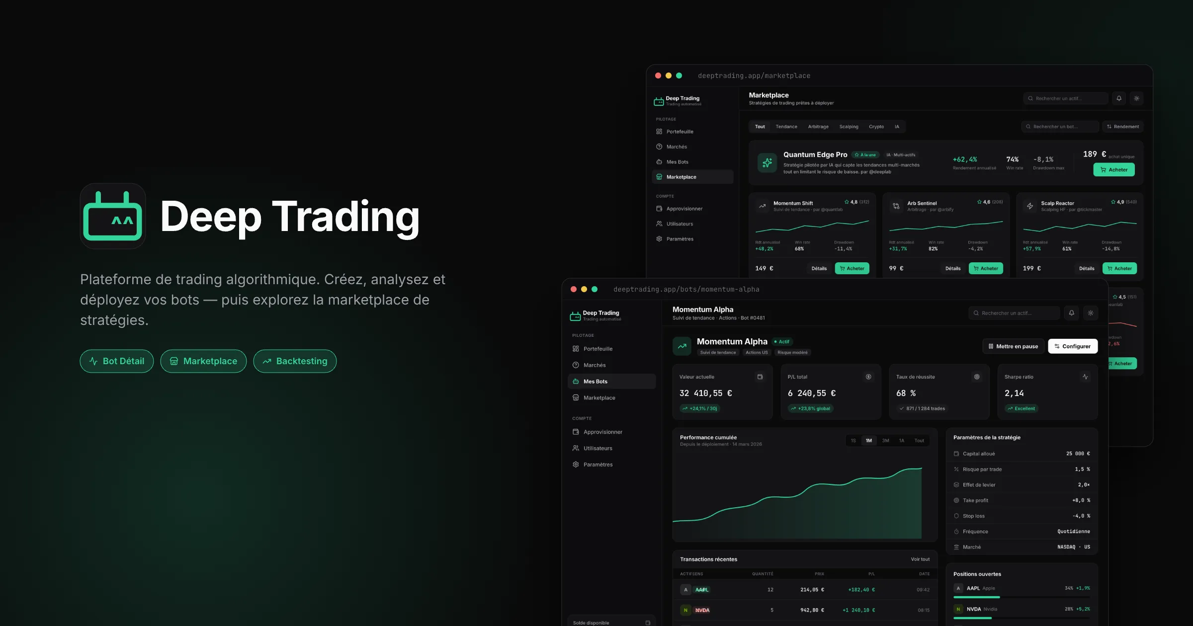 Deep Trading platform feature graphic